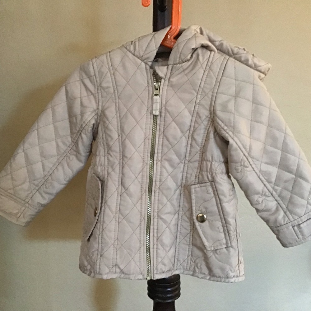 London Fog Kids Quilted Hooded Jacket - Beige 3T